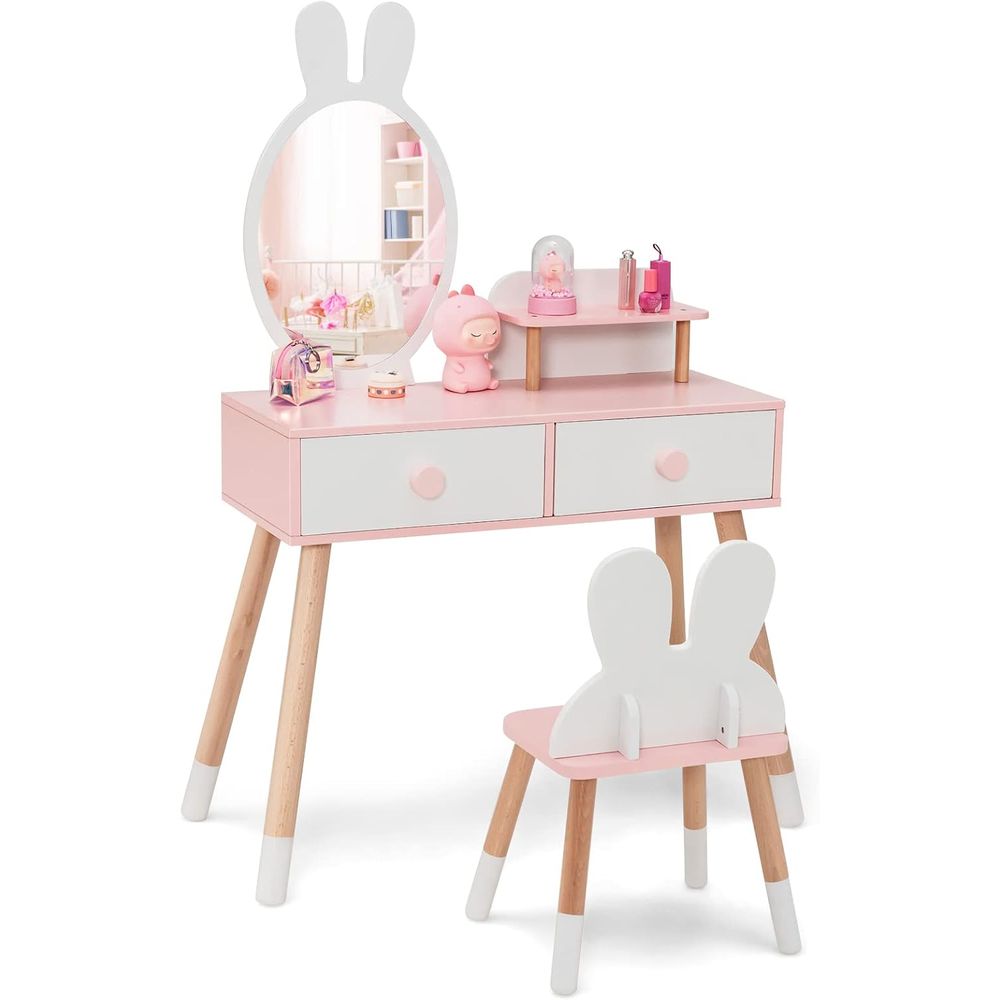 Beauty Makeup Set For Kids - EY Kids Vanity, Rabbit Themed Toddler