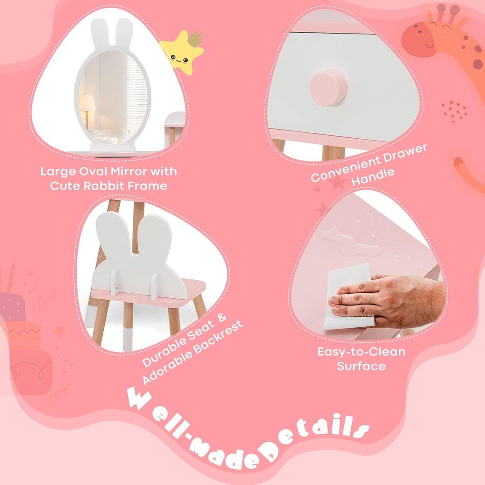 EY Kids Vanity, Rabbit Themed  - đánh giá và giá Beauty Makeup Set For Kids